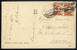 1921, cartolina illustrata da Sebenico il 21.5.21 per Genova con due ...