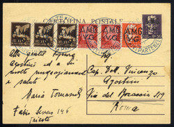 1946, cartolina postale c. 50 con affrancatura complementare 20 c. ...