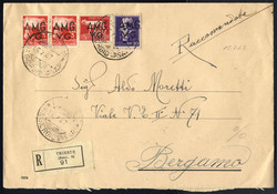 1947, raccomandata del 15.7.1947 da Trieste per Bergamo, affrancata ...