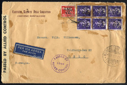 1946, lettera di posta aerea del 5.12.1946 da Trieste per Oslo, ...