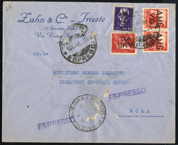 1947, lettera espresso del 16.6.1947 da Trieste per Roma, affrancata ...