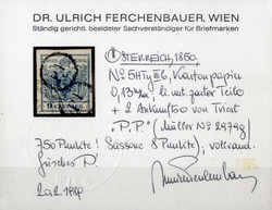 P. P., 1850, zwei stumme Stempel von Triest als Zweitentwertung auf 9 ...