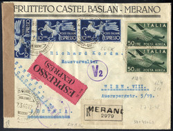 1945/48, Democratica, posta aerea 50 Lire coppia + espressi 10 Lire ...