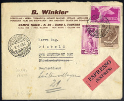 1956, Lettera espresso doppio porto da Campo Tures 9.4.1956 per la ...