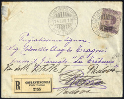 1910, lettera raccomandata da Costantinopoli il 14.7. per Padova ...