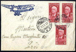 1937, lettera aerea da Posta Militare 130 E il 23.3. per Lodi ...