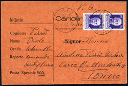 1938, cartolina postale in franchigia per i legionari impegnati nella ...