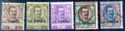 1905, francobolli d'Italia con soprastampa "LA CANEA", serie completa ...