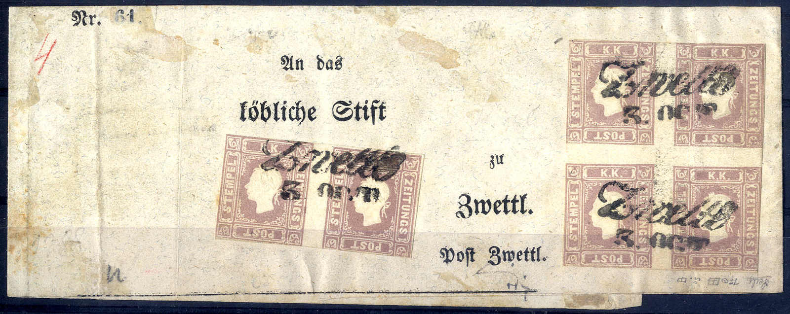 Lot 2227 - europe austria newspaper stamp 1858/59 -  Viennafil Auktionen Auction #66 Worldwide Mail Auction: Italy, Austria, Germany, Europe and Overseas