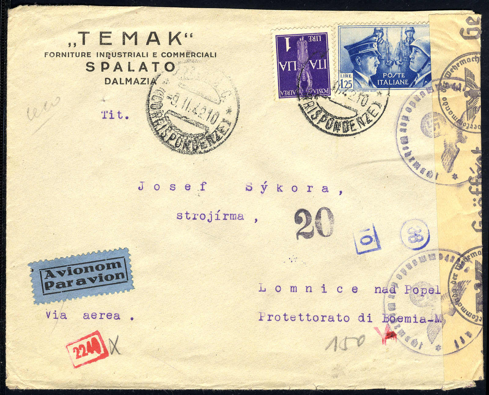 Lot 1128 - europe Italian Occupation II WW Croatia Sebenik-Spalato -  Viennafil Auktionen 63rd LIVE AUCTION