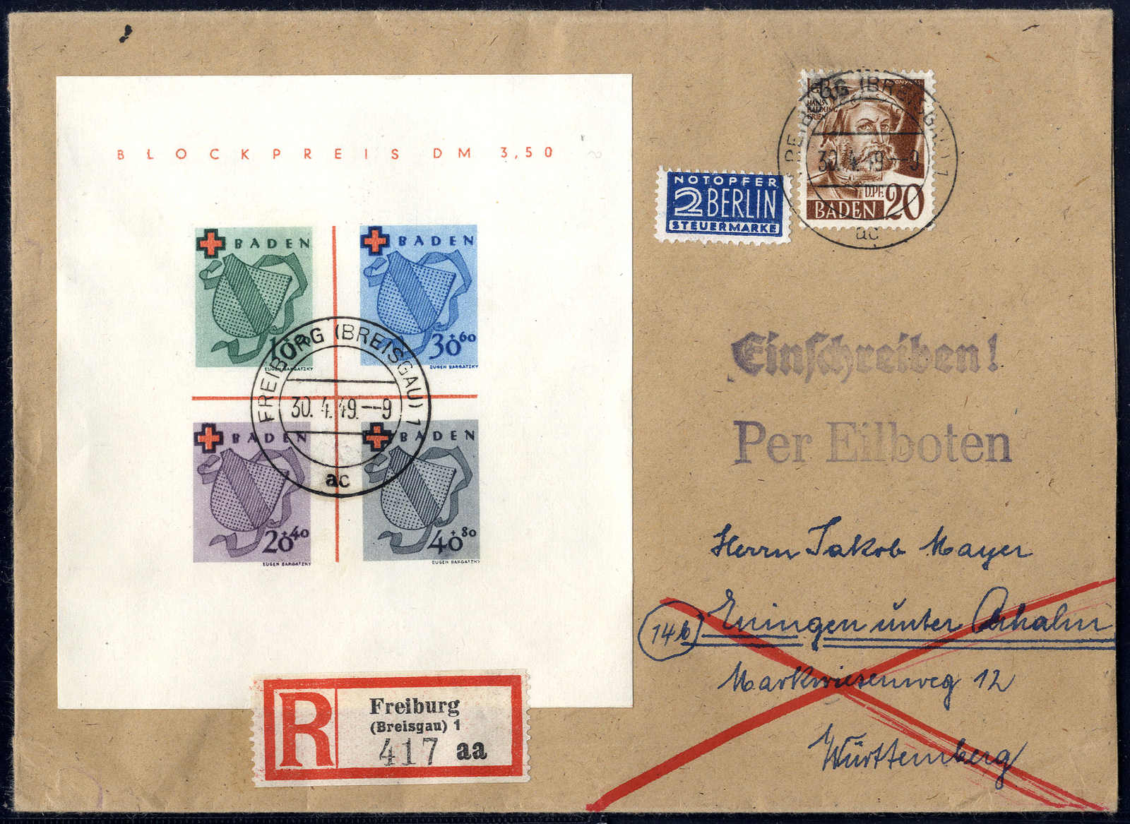 Lot 3075 - germany French Occupation Baden - Viennafil Auktionen 63rd LIVE AUCTION Lot 3075 - germany French Occupation Baden - Viennafil Auktionen 63rd LIVE AUCTION