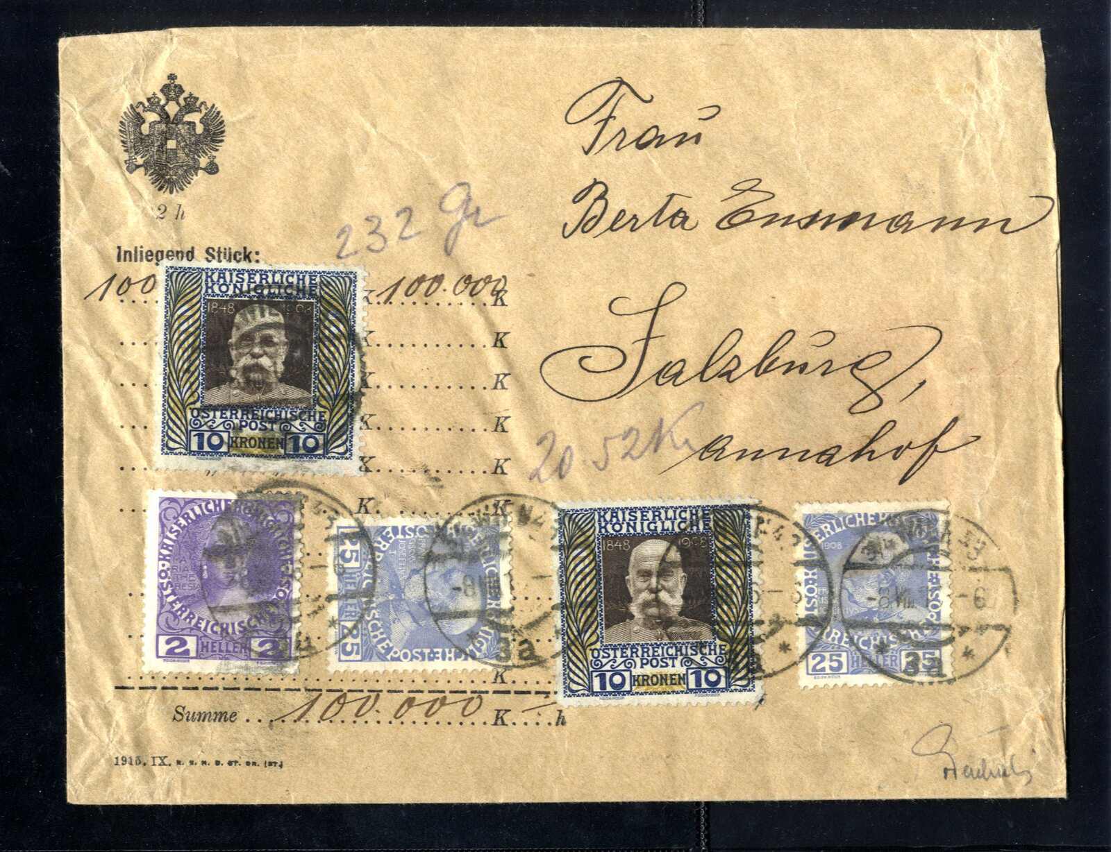 Lot 2379 - europe Austria 1890-1918 Issues - Viennafil Auktionen Auction #66 Worldwide Mail Auction: Italy, Austria, Germany, Europe and Overseas Lot 2379 - europe Austria 1890-1918 Issues - Viennafil Auktionen Auction #66 Worldwide Mail Auction: Italy, Austria, Germany, Europe and Overseas