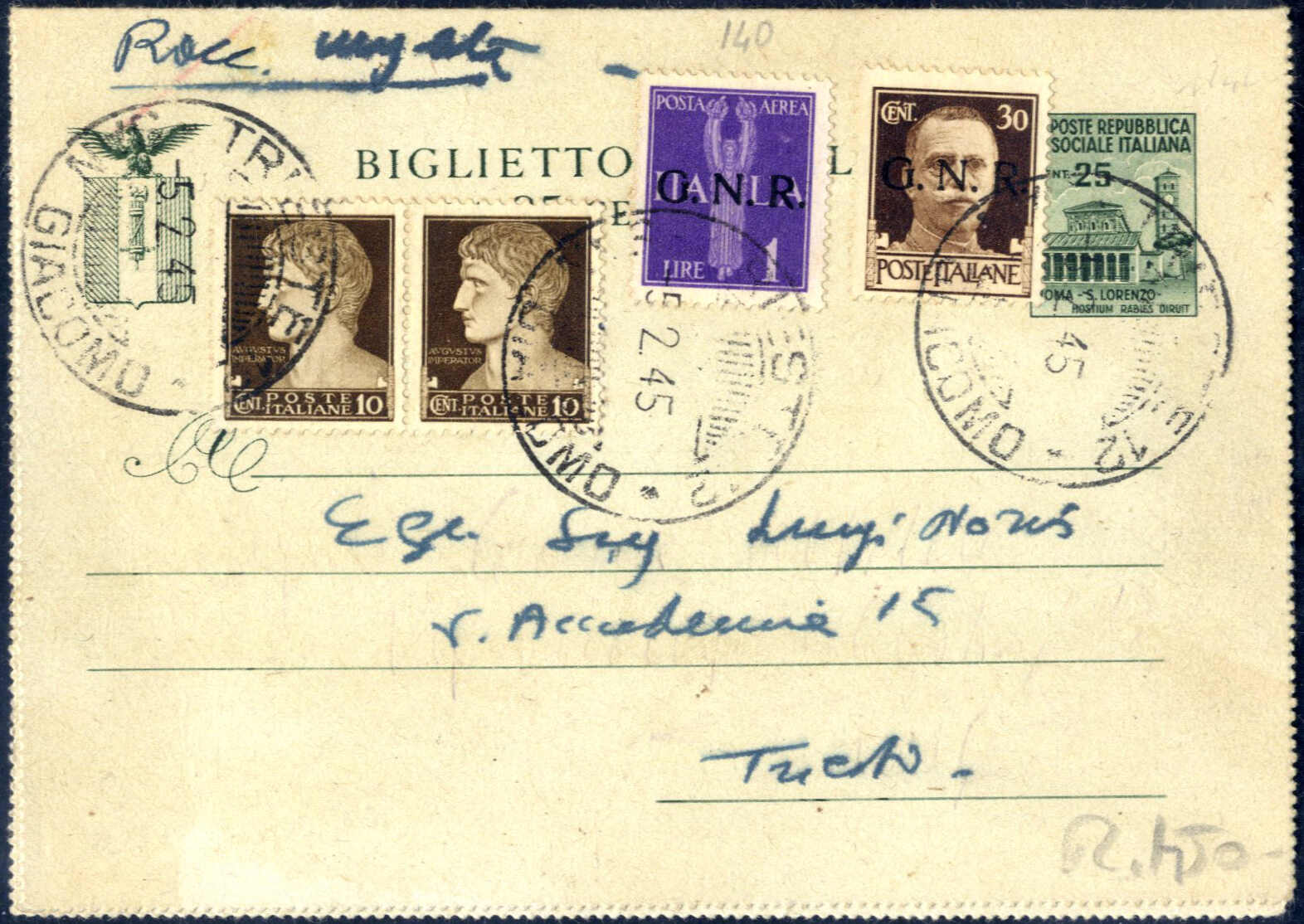 Lot 1228 - europe italian social republic - Viennafil Auktionen Auction #69 Worldwide Mail Auction: Italy, Austria, Germany, Europe and Overseas Lot 1228 - europe italian social republic - Viennafil Auktionen Auction #69 Worldwide Mail Auction: Italy, Austria, Germany, Europe and Overseas