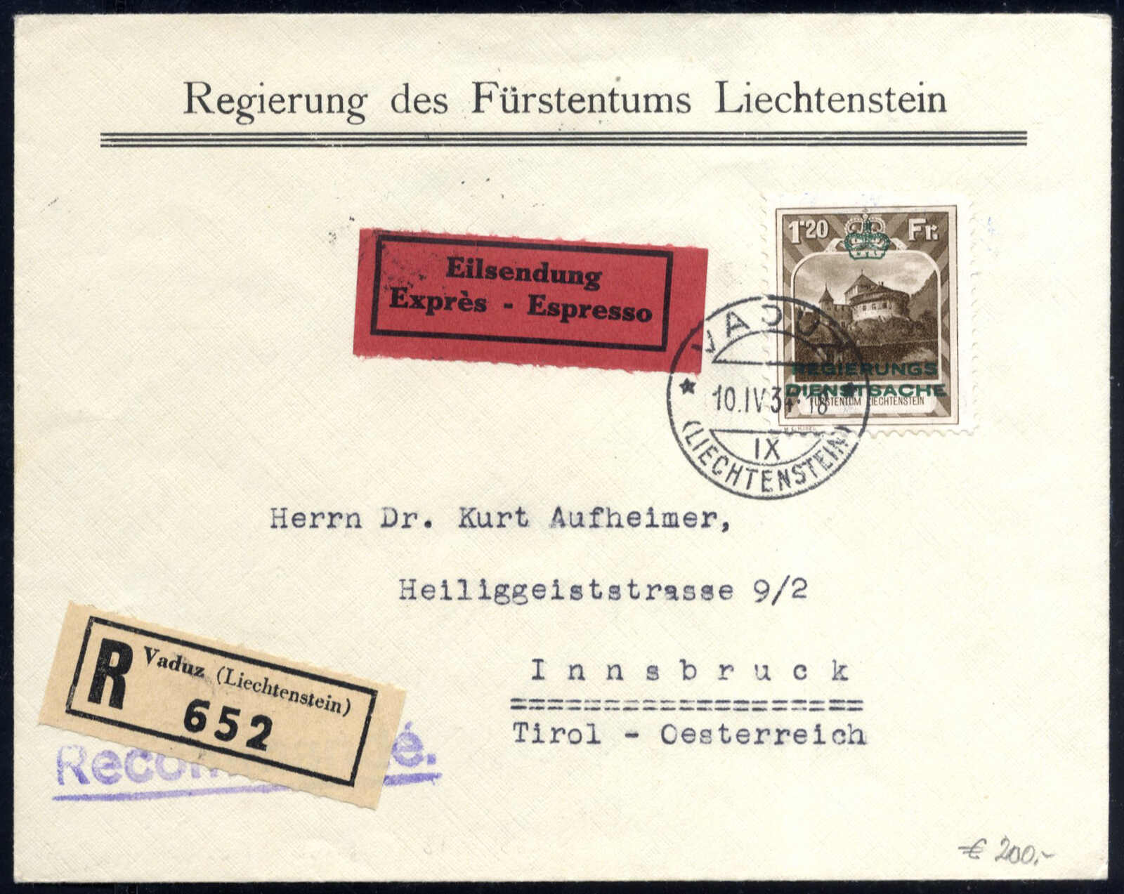 Lot 3322 - europe Liechtenstein - Viennafil Auktionen Auction #66 Worldwide Mail Auction: Italy, Austria, Germany, Europe and Overseas Lot 3322 - europe Liechtenstein - Viennafil Auktionen Auction #66 Worldwide Mail Auction: Italy, Austria, Germany, Europe and Overseas