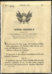 1852, Vittorio Emanuele II, regolamento sanitario marittimo