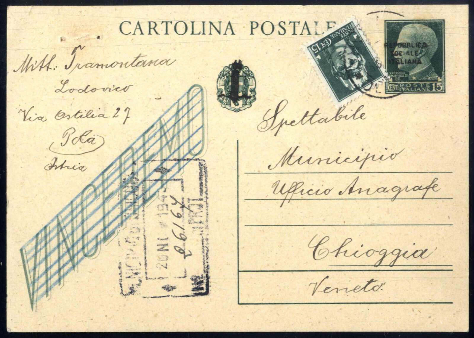 Lot 855 - europe italian social republic -  Viennafil Auktionen Auction #69 Worldwide Mail Auction: Italy, Austria, Germany, Europe and Overseas