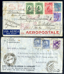 1932/35, 2 Flugpostbriefe, einer per Luftpost-Zeppelin nach Lissabon ...