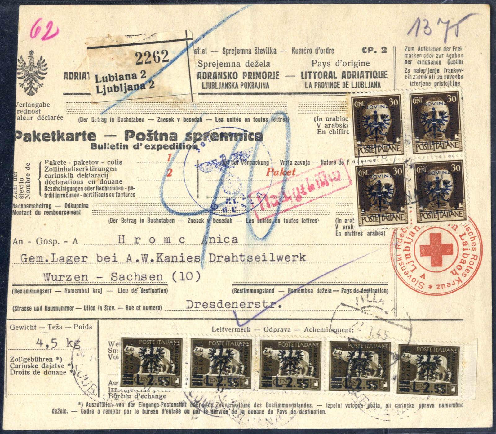 Lot 2542 - germany German Occupation World War II Laibach -  Viennafil Auktionen Auction #69 Worldwide Mail Auction: Italy, Austria, Germany, Europe and Overseas