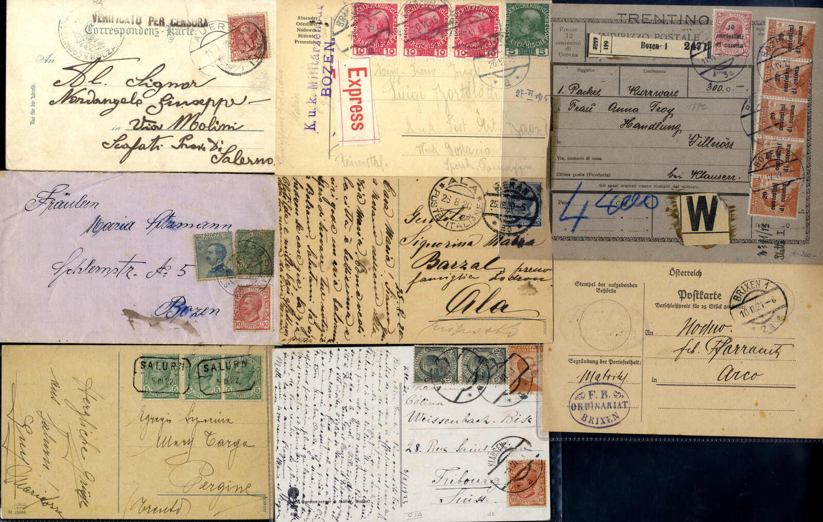 Lot 1292 - Lots and Collections Collections and Lots Italy Occupation 1918/23 -  Viennafil Auktionen Auction #69 Worldwide Mail Auction: Italy, Austria, Germany, Europe and Overseas