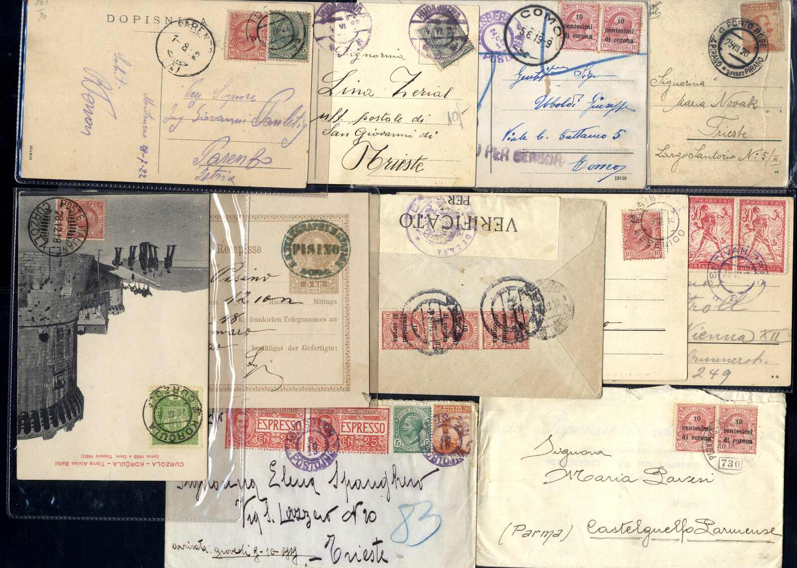 Lot 1286 - Lots and Collections Collections and Lots Italy Occupation 1918/23 -  Viennafil Auktionen Auction #69 Worldwide Mail Auction: Italy, Austria, Germany, Europe and Overseas