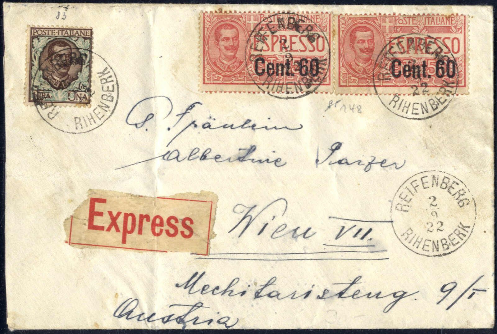 Lot 1013 - europe Italian Occupation Julisch Venetien -  Viennafil Auktionen Auction #69 Worldwide Mail Auction: Italy, Austria, Germany, Europe and Overseas