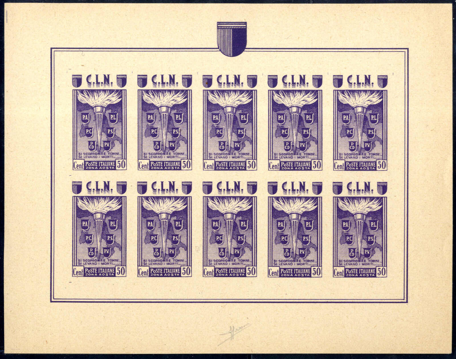 Lot 966 - europe Italian Local Issues C.L.N. Aosta -  Viennafil Auktionen Auction #69 Worldwide Mail Auction: Italy, Austria, Germany, Europe and Overseas