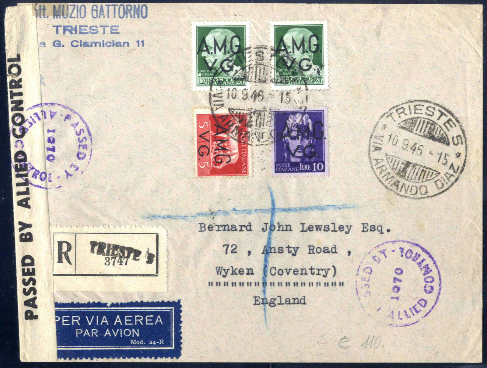 Lot 943 - europe trieste zone a -  Viennafil Auktionen Auction #69 Worldwide Mail Auction: Italy, Austria, Germany, Europe and Overseas
