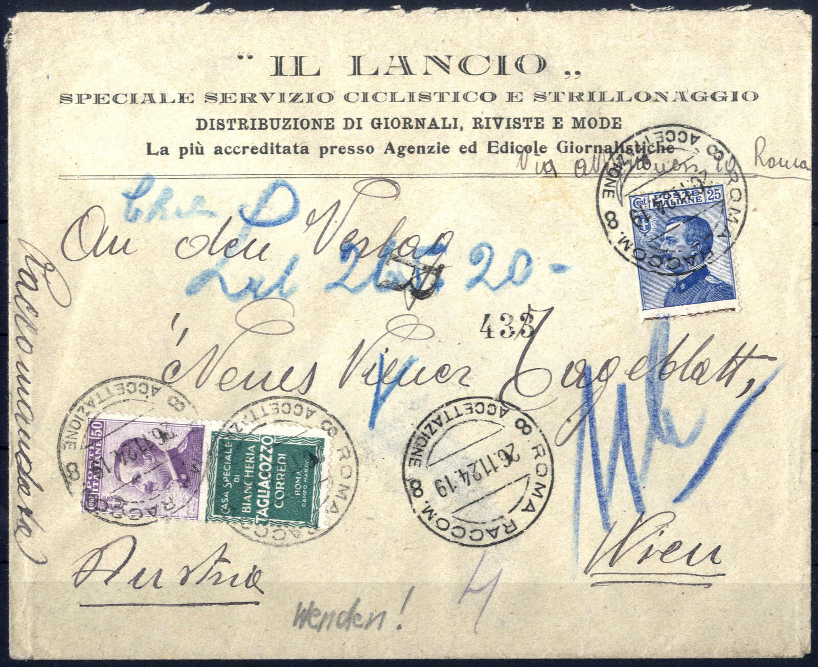 Lot 792 - europe Italian Reign Advertising Combination -  Viennafil Auktionen Auction #69 Worldwide Mail Auction: Italy, Austria, Germany, Europe and Overseas
