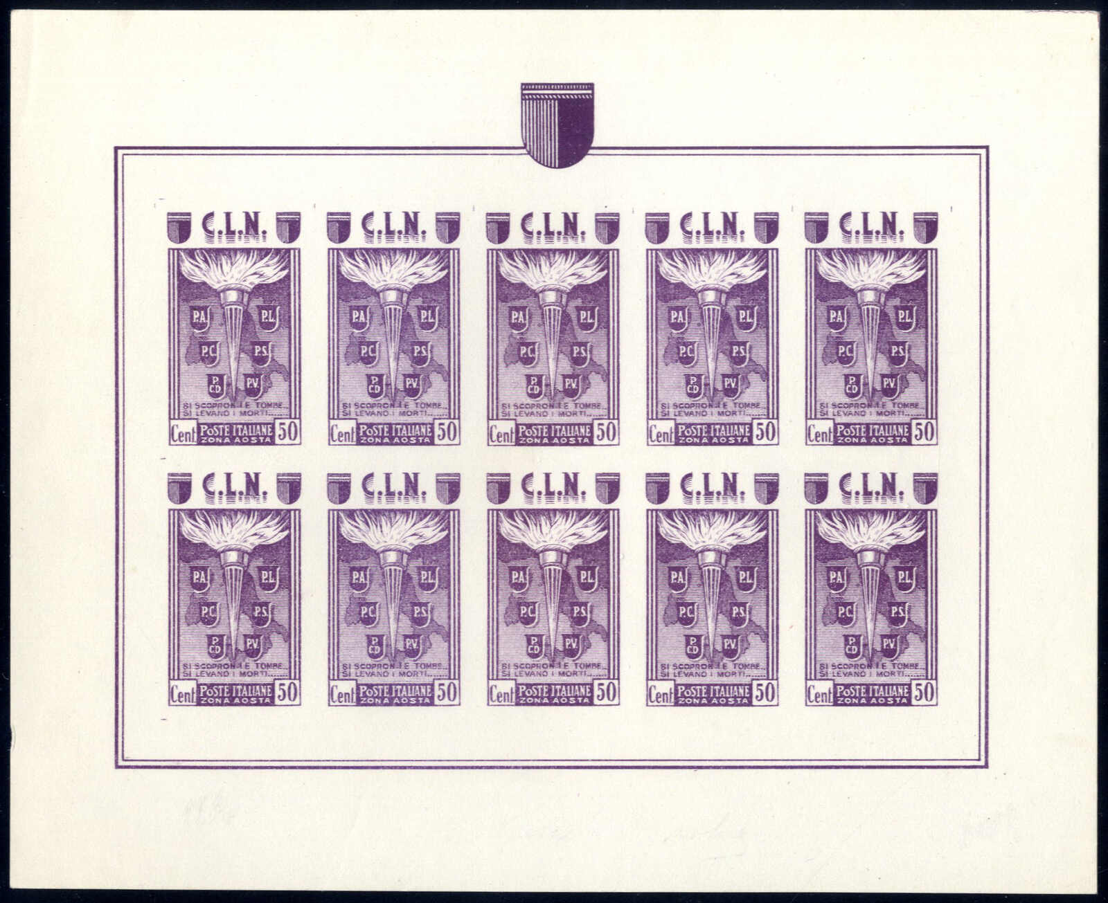Lot 967 - europe Italian Local Issues C.L.N. Aosta -  Viennafil Auktionen Auction #69 Worldwide Mail Auction: Italy, Austria, Germany, Europe and Overseas
