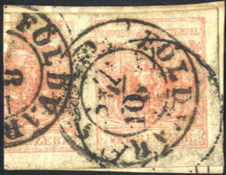 "Földvar", RDb-f (Müller 8 Punkte) auf Briefstück mit 3 kr. rot, ...