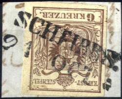 "Scheibbs", RL-R (Müller 10 Punkte) auf Briefstück mit 6 kr. braun, ...