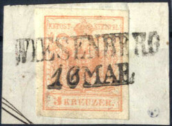 "Wiesenberg", (Müller 3236a - 12 Punkte) auf Briefstück mit 3 kr. ...