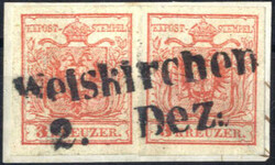 "Weiskirchen", (Müller 3182a - 8 Punkte) auf Briefstück mit zwei 3 ...