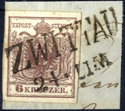 "Zwittau", (Müller 3380a - 10 Punkte) auf Briefstück mit 6 kr. ...
