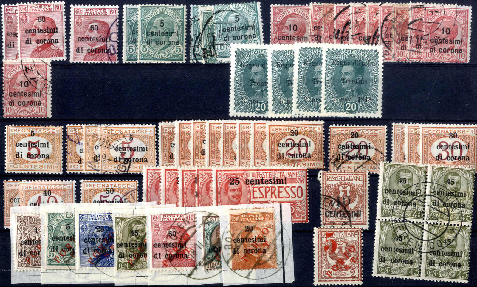 Lot 1755 - Lots and Collections Collections and Lots Italy Occupation 1918/23 -  Viennafil Auktionen Auction #73 Worldwide Mail Auction: Italy, Austria, Germany, Europe and Overseas