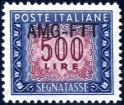 1947/49, Segnatasse 500 l. azzurro e lilla nuovo con traccia di ...