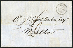 1866, Porto-Brief(hülle) vom 7.11.1866 von Constantinopel nach Malta ...