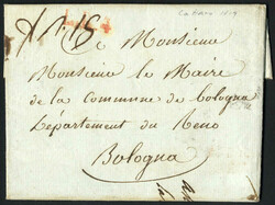 Cattaro 1809, Brief vom 20.3..1809 von Cattaro nach Bologna, roter ...