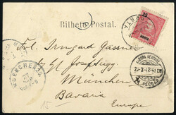 1902, Postkarte vom 10.3.1902 von Horta (Azoren) über Lissabon und ...
