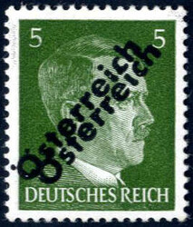 1945, I. Wiener Aushilfsausgabe, 5 Pf grün, doppelter Aufdruck, ...