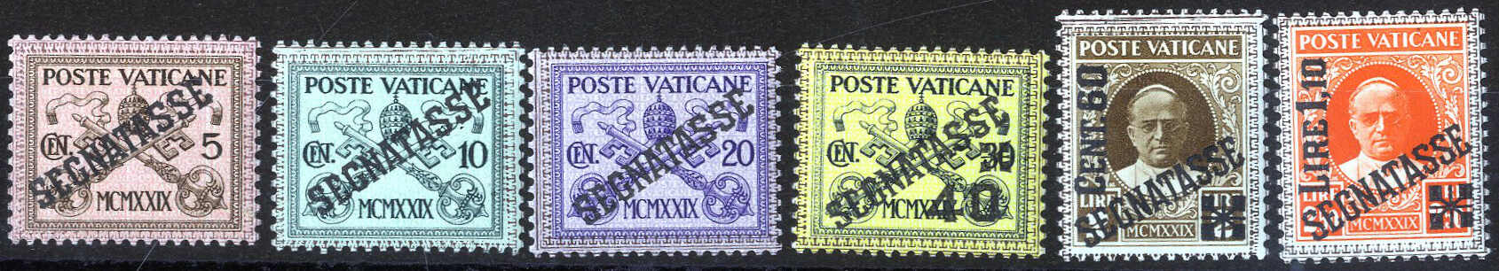 1931, Segnatasse, serie completa 6 valori, linguellati, Sass. S 1-6 / ...