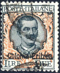 1925, Soprastampati, 2L soprastampato "Colonia Eritrea", usato senza ...