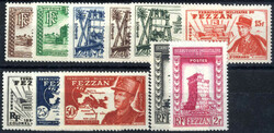 1949, Fezzan 1a emissione, serie completa di 11 valori linguellati, ...