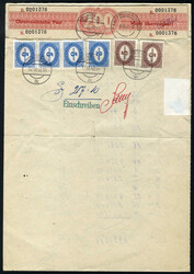1948, zwei Verrechnungsformulare aus Wien, das eine frankiert mit ...