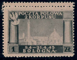 1946, Vittorie polacche in Italia, 1 z grigio con doppia dentellatura ...