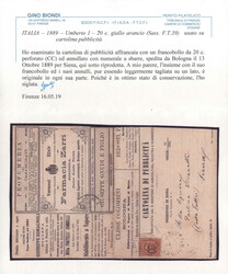 1889, cartolina di pubblicità del 13.10.1889 da Bologna a Siena, ...