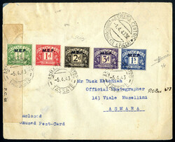 1943, lettera non affrancata e censurata del 1.4.1943 da Asmara per ...