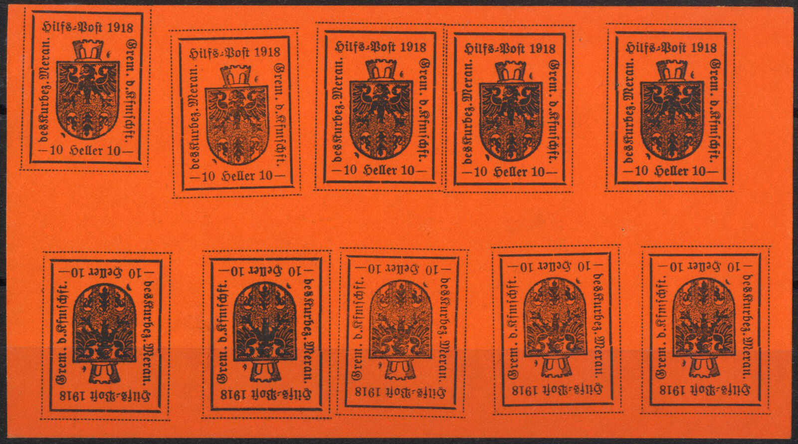 Lot 1543 - europe italy local issue meran - Viennafil Auktionen 97th Public Auction Golden Heritage: Austrian Rarities & European Treasures Auction Lot 1543 - europe italy local issue meran - Viennafil Auktionen 97th Public Auction Golden Heritage: Austrian Rarities & European Treasures Auction