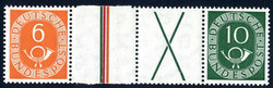 1951, Posthorn, Zusammendrucke WZ 3+4, postfrisch,Mi. WZ 3+4 / 810,-  ...
