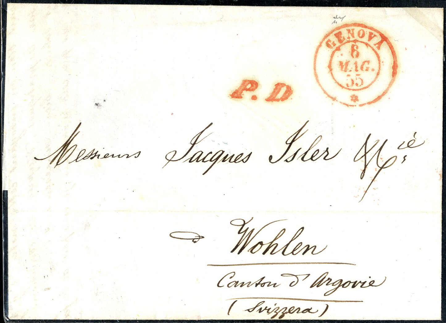 1855/1858, lettera spedita da Torino il 19.7.1858 per Unterstrass ...